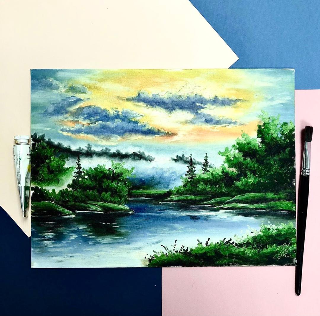 Мастер-класс «Вечер на озере» Масло